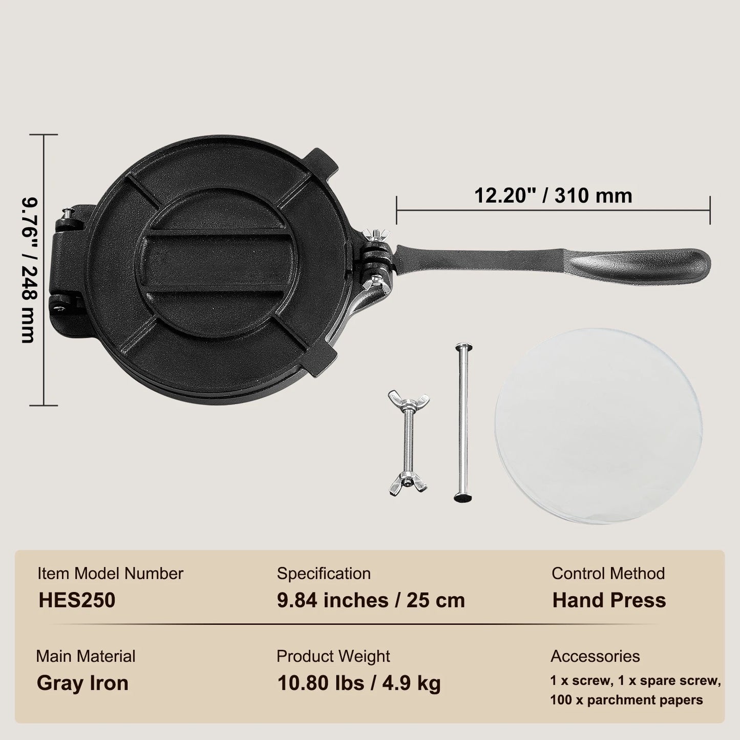 SucceBuy Tortilla PressCast Iron Heavy Duty Tortilladora Press Dough Maker for Flour Tortilla