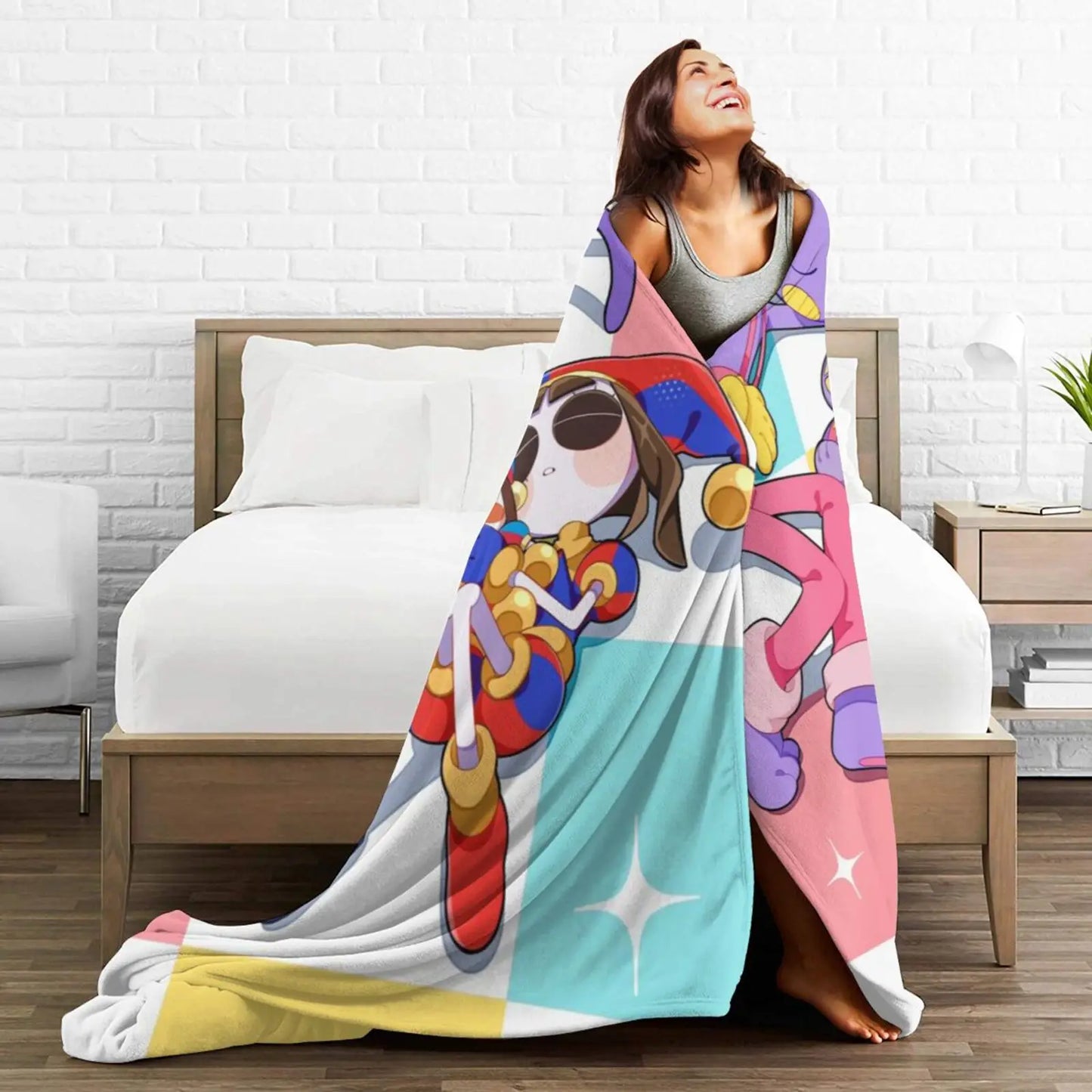 A-Amazing D-Digital Anime Circus Cozy Super Soft Flannel Blanket, Funny Game Theme Warm Throw Blanket For Living Room,Home Decor