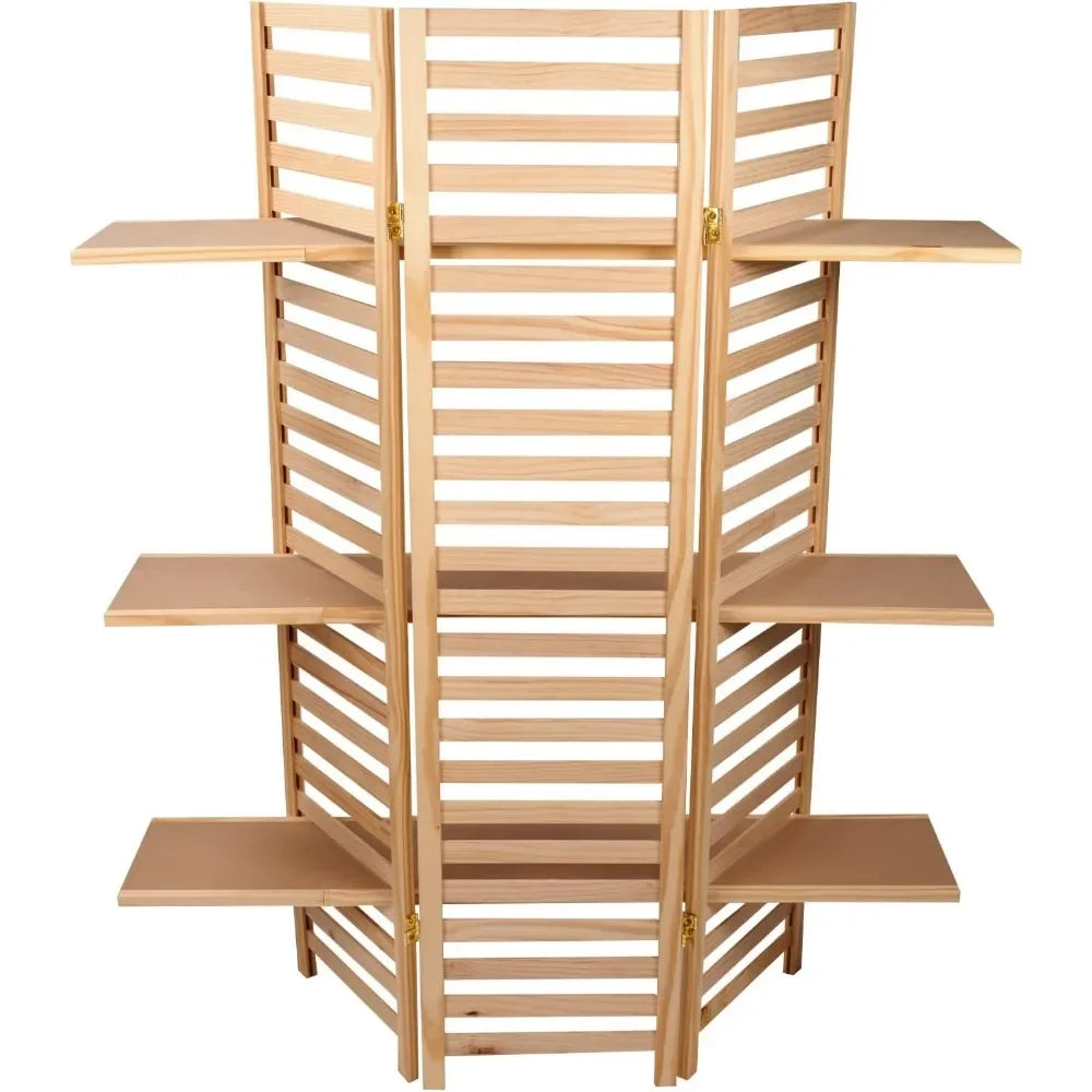 3-Panel Wood Display with 3 Shelves - Unit Can Be Stained or Painted - Great for A Wide Range of Merchandise From Hous