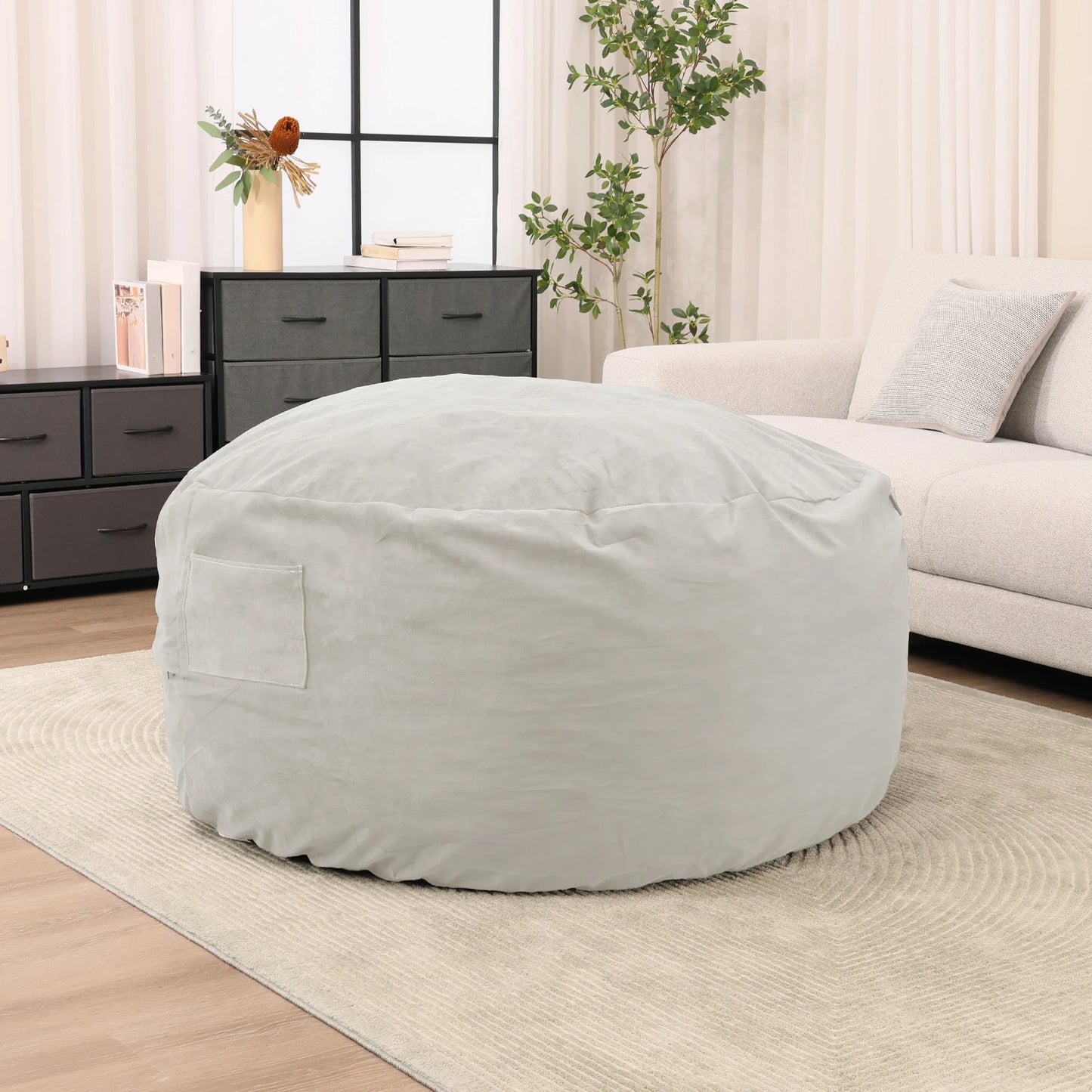 JHK Oversized 3/4FT Bean Bag Chair for Gaming Reading Lazy Sofa Foam Filled Couch with Removable Cover Living Room Furniture