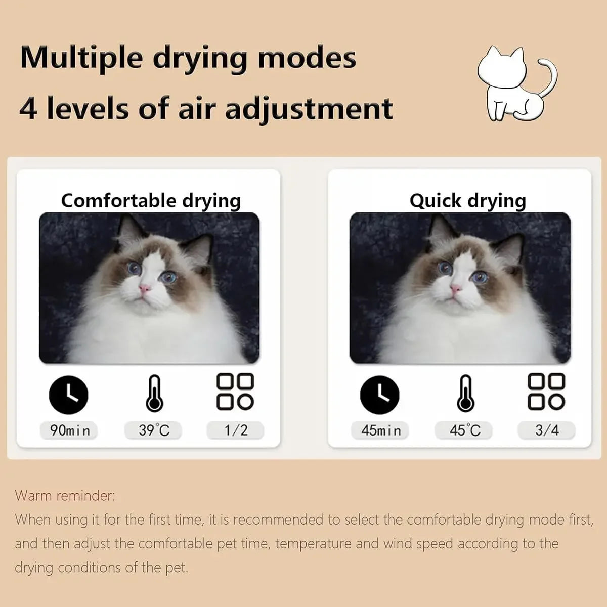 Ultra Quiet Pet Dryer Box, Adjustable Temp & Time for Cat Dog Home Drying Machine, Custom