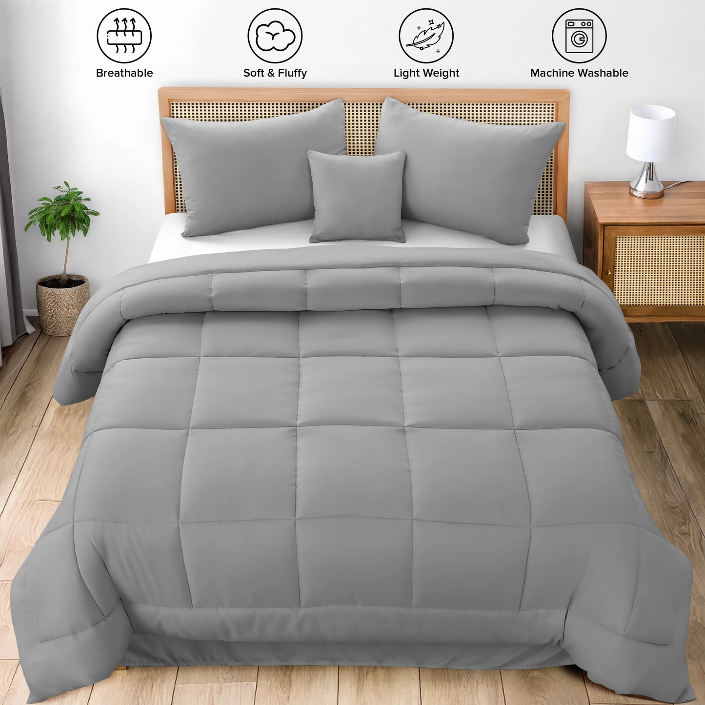 Lux Décor 5-Piece Comforter Set –All in one Bed in a Bag - Includes Comforter, 2 Shams, Decorative Pillow & Bed Skirt