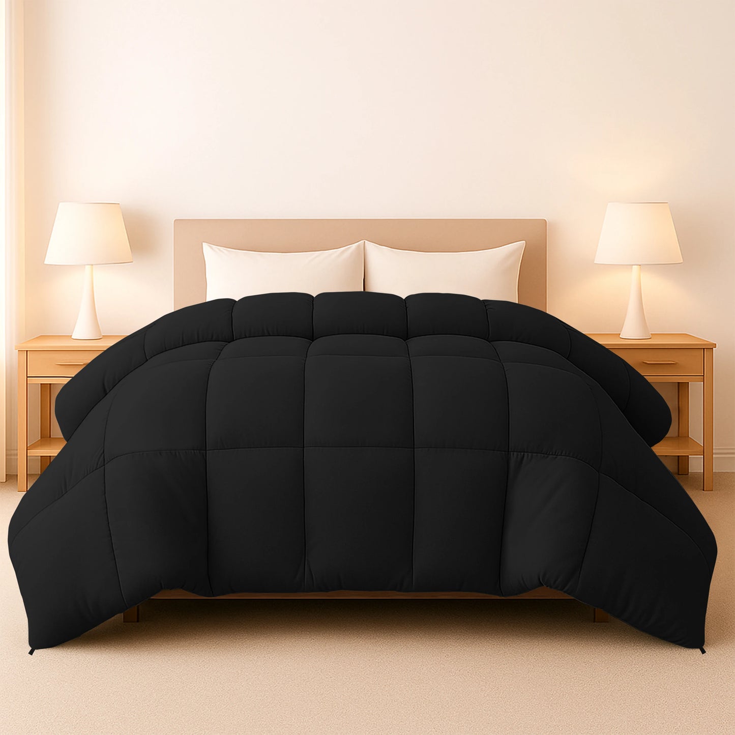 Lux Decor Down Alternative Comforter – 1 Piece Fluffy Duvet Insert with Box Stitch Design – Soft and Cozy Bedding, 102" x 90"
