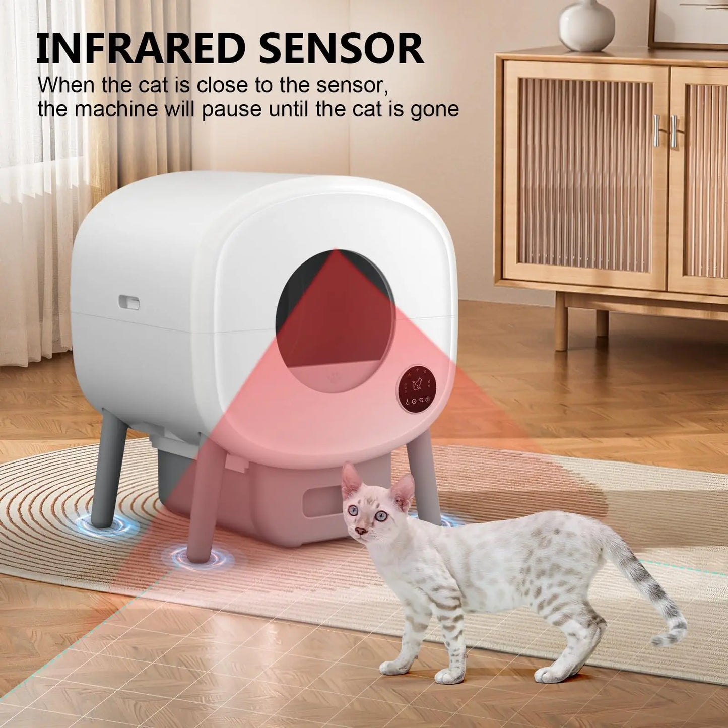 Fumoi Smart Self Cleaning Cat Litter Box, Large Capacity Automatic Cat Litter Box with App Control & Safety Protection for Multi