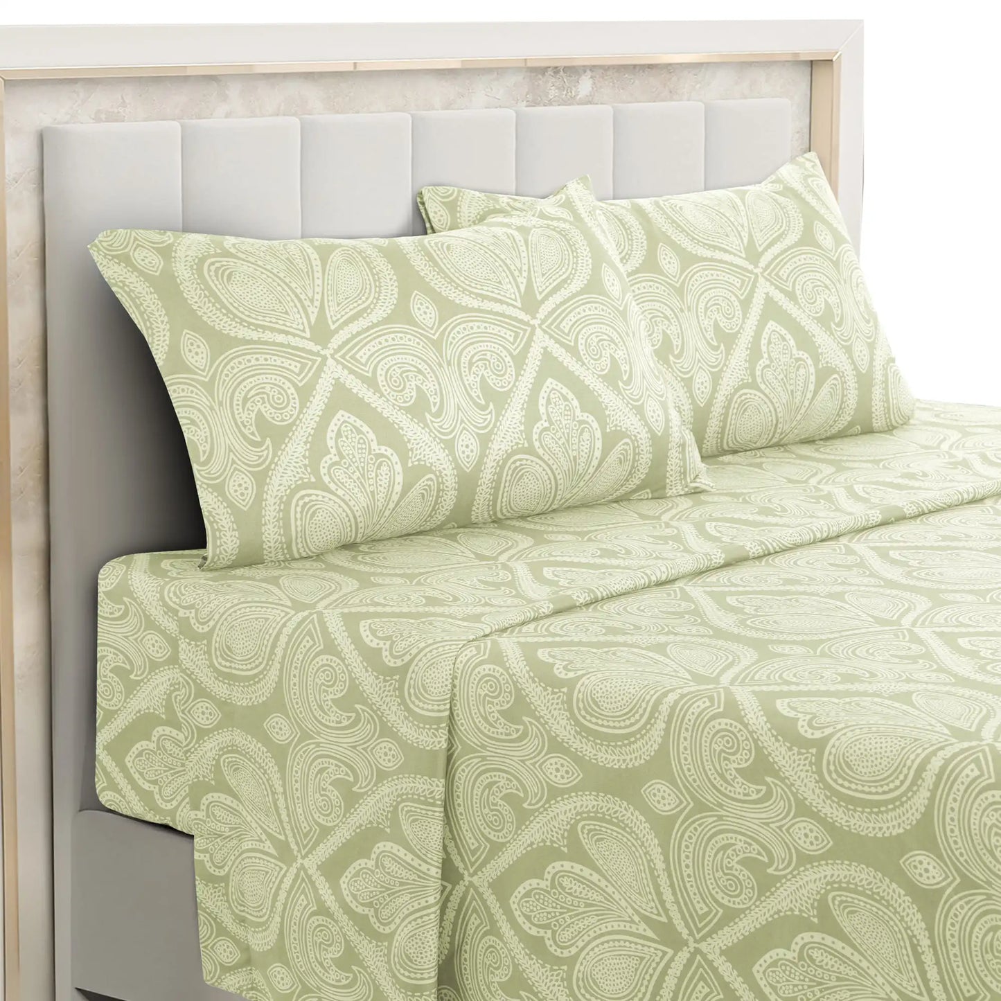Lux Decor 4-Piece Paisley Bed Sheet Set – Soft Brushed Microfiber Sheets with 16" Deep Pockets – Wrinkle-Resistant Bedding