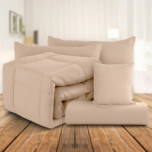 Lux Décor 5-Piece Comforter Set –All in one Bed in a Bag - Includes Comforter, 2 Shams, Decorative Pillow & Bed Skirt