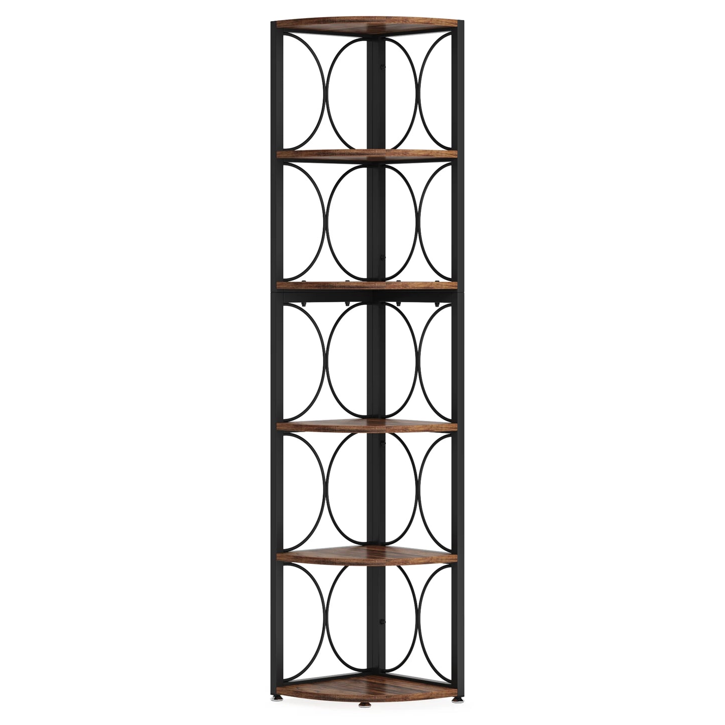Tribesigns 6 Tier Tall Corner Shelf, 61 inch Rustic Corner Bookshelf Storage Rack Standing Shelving Unit