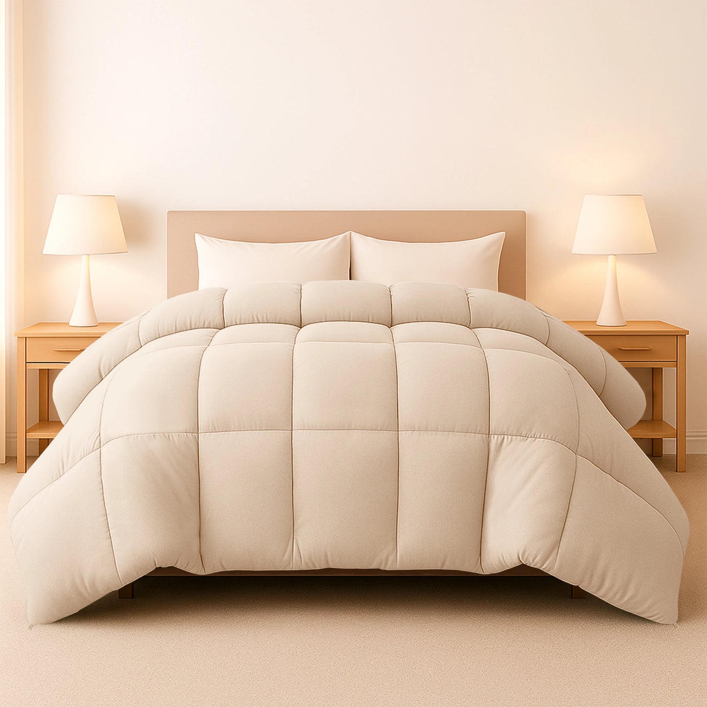 Lux Decor Down Alternative Comforter – 1 Piece Fluffy Duvet Insert with Box Stitch Design – Soft and Cozy Bedding, 102" x 90"