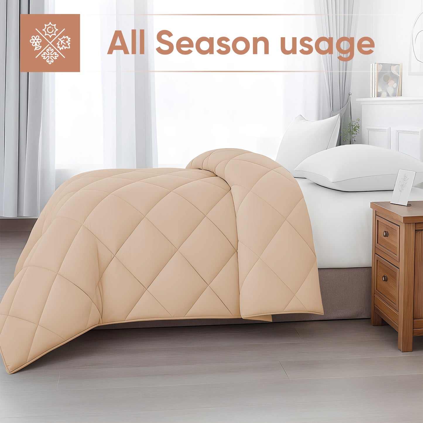 Lux Decor All-Season Comforter – Lightweight 1 Piece Down Alternative Blanket with Soft, Breathable Fabric and Diamond Stitch D