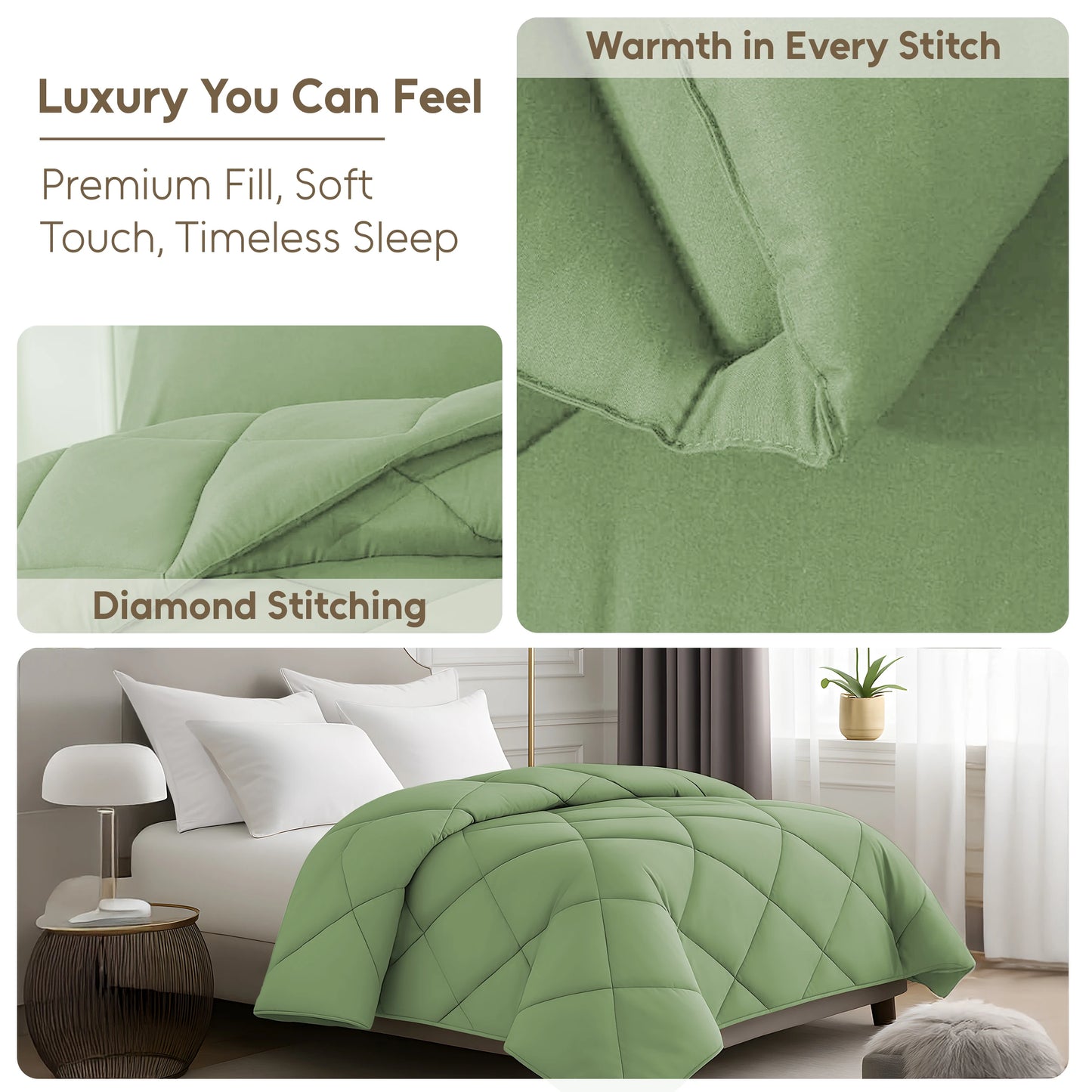 Lux Decor All-Season Comforter – Lightweight 1 Piece Down Alternative Blanket with Soft, Breathable Fabric and Diamond Stitch D