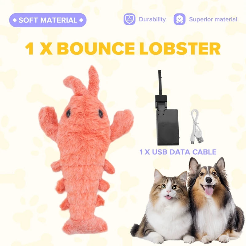 Floppy Lobster Dog Toys Plush Jumping Lobster Interactive Toy， Plush Pet Chew Toy, B