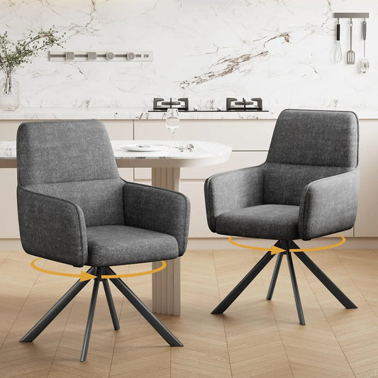 Swivel Dining Chairs Set of 2, Upholstered Dining Room Chairs with Thicken Cushion, 360°Swivel Dining Chairs with, Customized