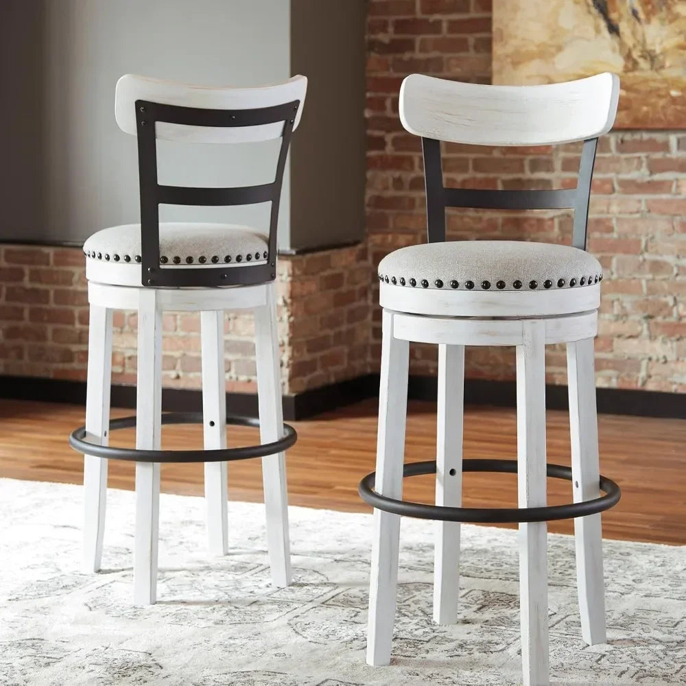 valebeck 30" modern swivel pub height barstool, whitewash