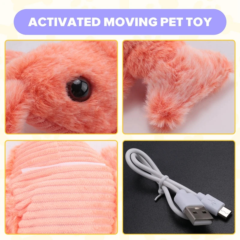 Floppy Lobster Dog Toys Plush Jumping Lobster Interactive Toy， Plush Pet Chew Toy, B