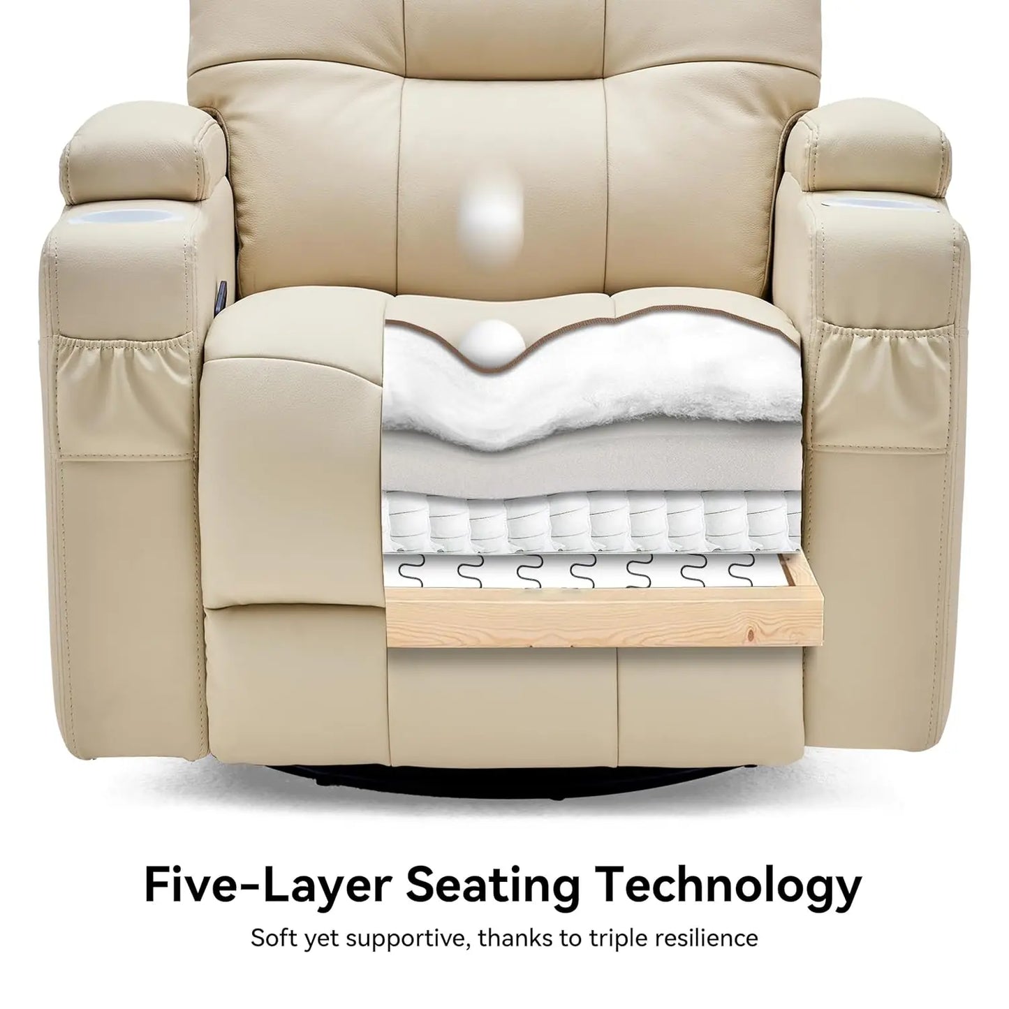 Leather Recliner Chair, Swivel Rocker Recliner Chair, Rocking Chair Nursery, Glider Rocking Chair with Thick, Customized
