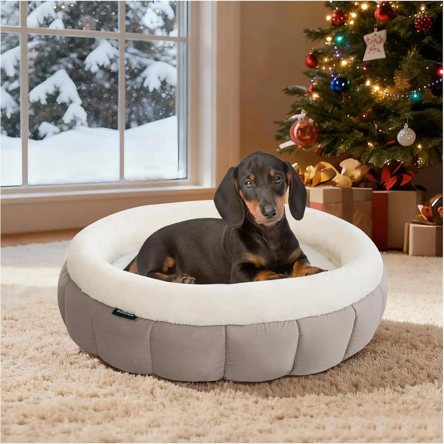 Cat Beds for Indoor Cats, Washable Round Dog Bed, Donut Dog Bed with Anti-Slip Bottom for Small Dogs, 28 Inches