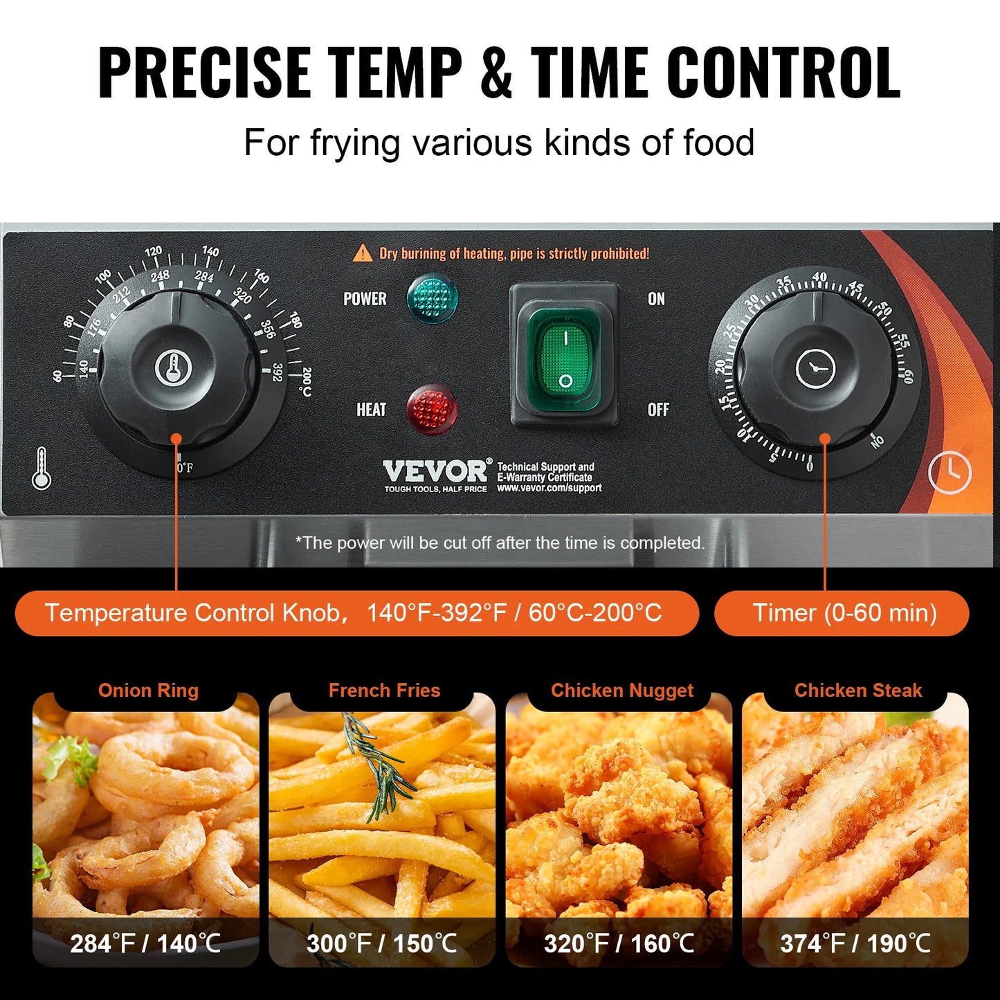 SucceBuy Commercial Deep Fryer Electric Countertop Fryer with Basket Stainless Steel Single Oil Fryer with Time & Temp Control