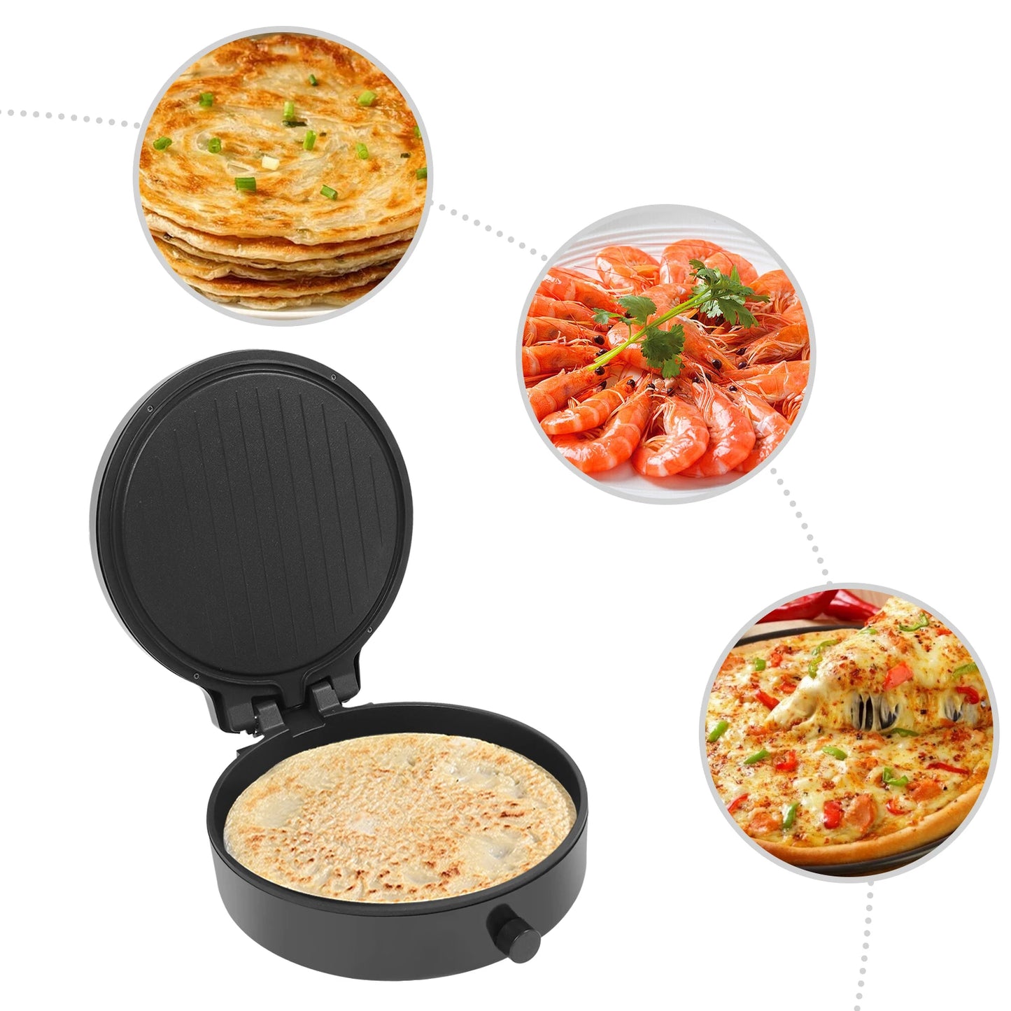 32*8cm Aluminum Alloy Pizza Maker,110V Pink/Black Electric Countertop Grill for Home Kitchens,Parties
