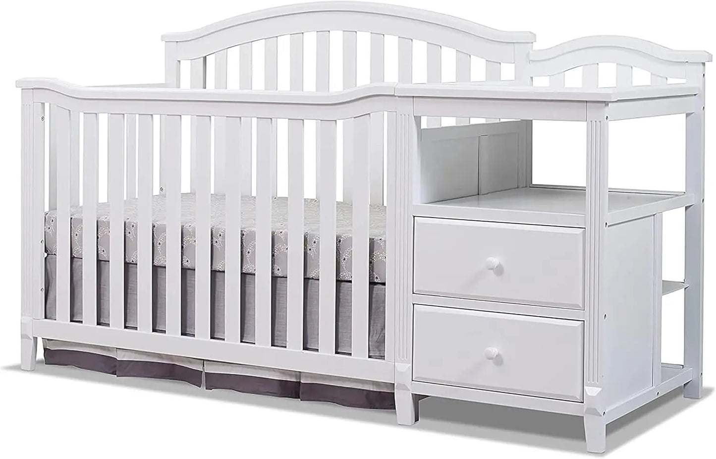 Furniture Berkley Crib and Changer with Slat Panel Back Classic -in- Convertible Diaper Changing Table Non-Toxic Finish Wooden B