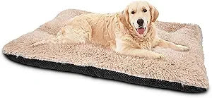 joejoy large dog bed crate pad, deluxe plush washable dog beds fulffy soft kennel pad anti-slip pet sleeping mat for extra large