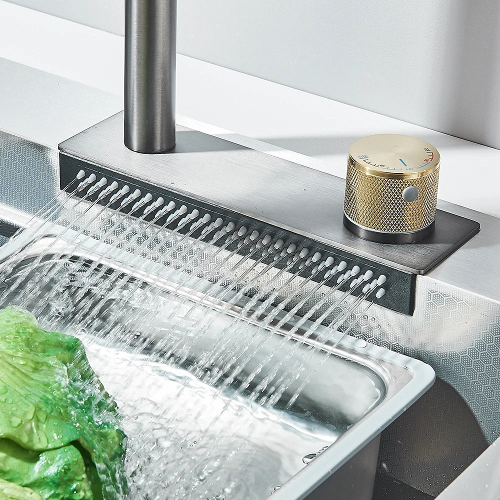 Brushed Nickel Stainless Steel Kitchen Sinks Recessed Sinks Kitchen Taps Sinks with Drains Kitchen Faucet Sink Sets