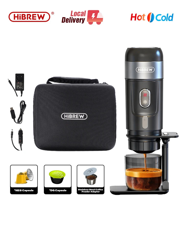 HiBREW Portable Coffee Machine for Car & Home,DC12V Expresso Coffee Maker Fit Nexpresso Dolce Pod Capsule Coffee Powder H4A