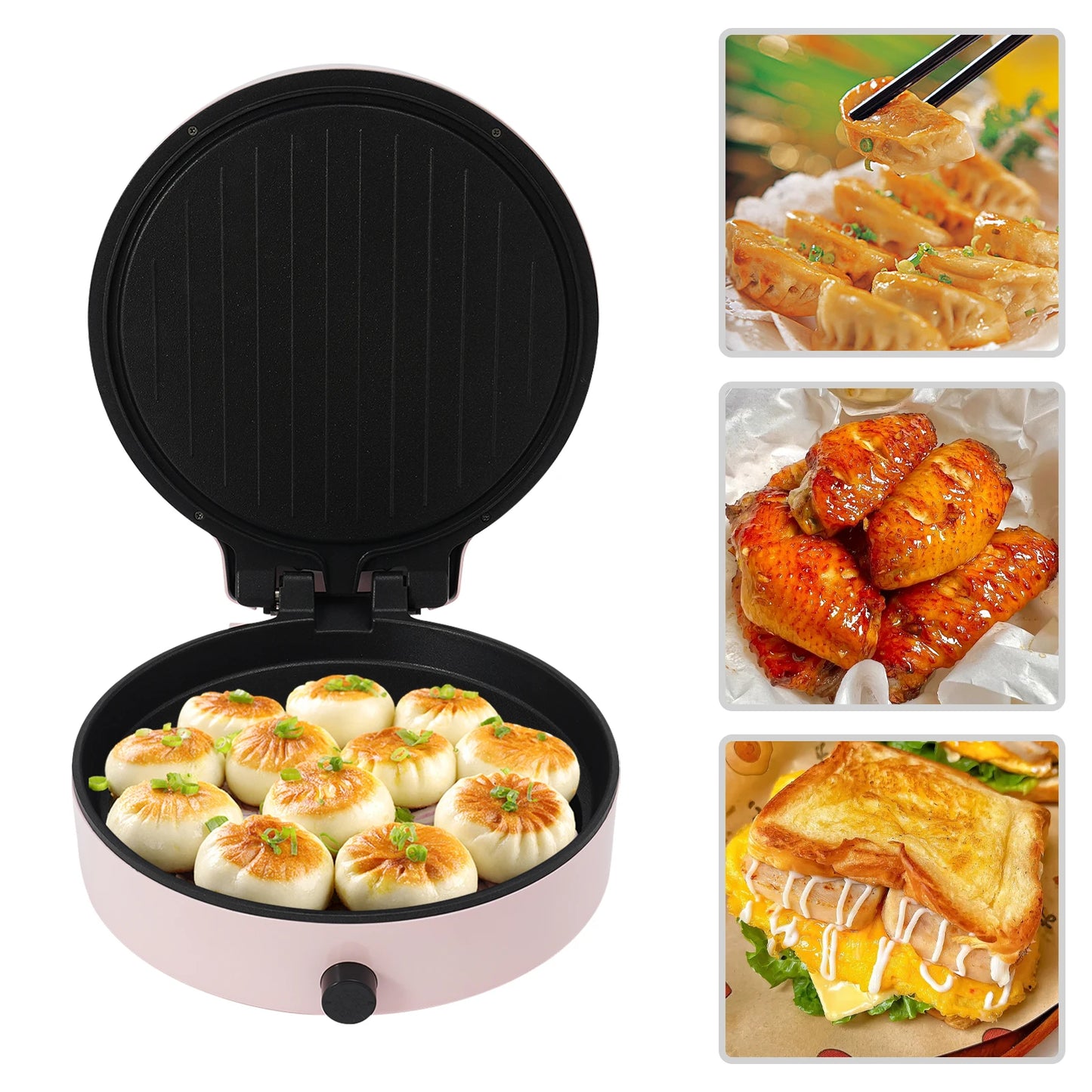 32*8cm Aluminum Alloy Pizza Maker,110V Pink/Black Electric Countertop Grill for Home Kitchens,Parties