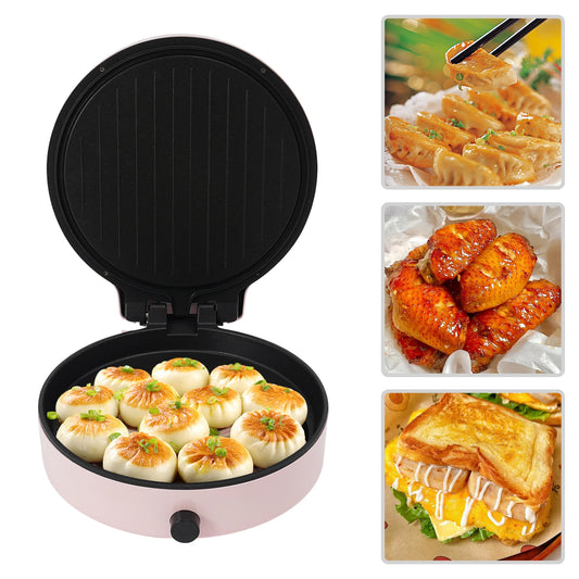 32*8cm Aluminum Alloy Pizza Maker,110V Pink/Black Electric Countertop Grill for Home Kitchens,Parties