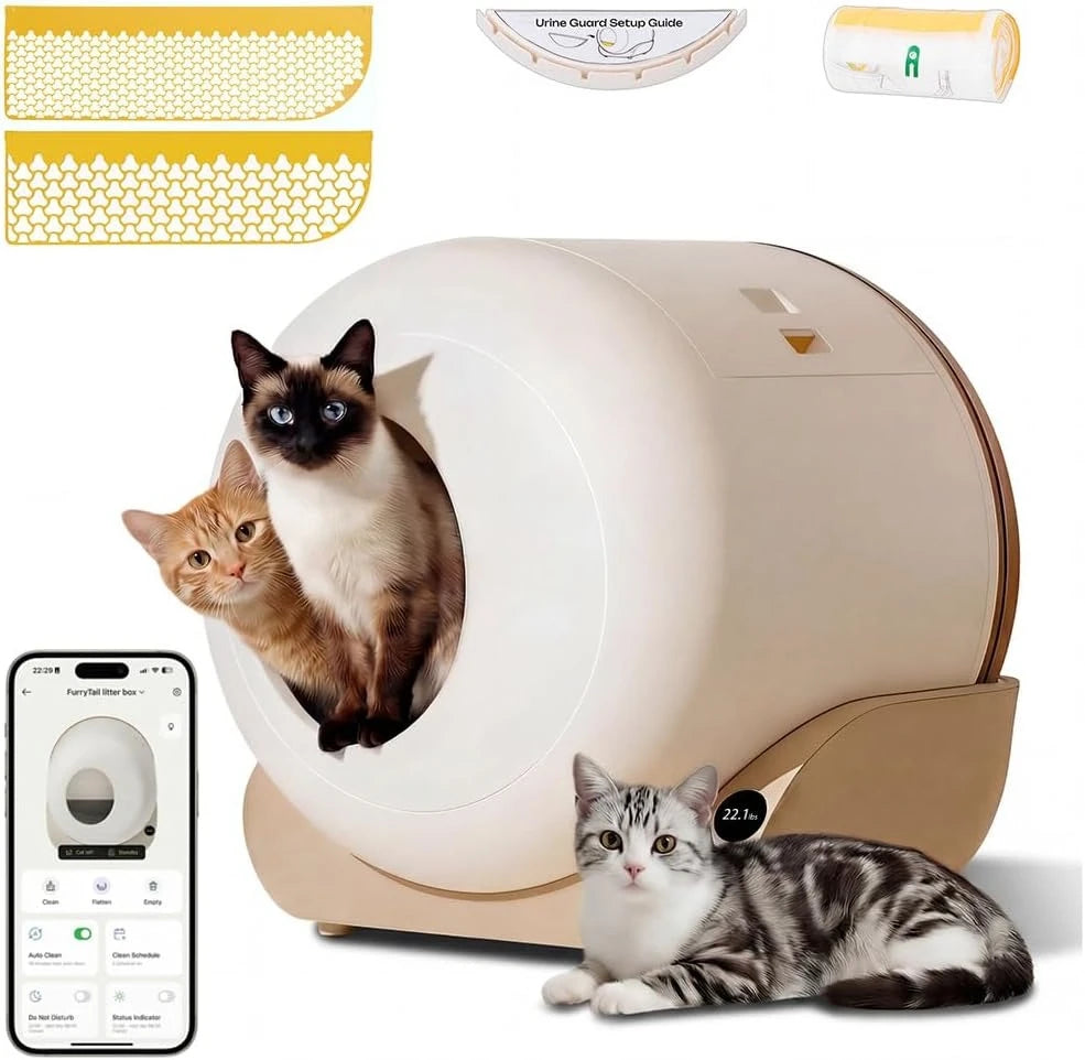 Automatic Litter Box Self Cleaning, Kitty Litter Box, Smart Safety Sensors, Odor & Leak Control, Large Capacity，Customized