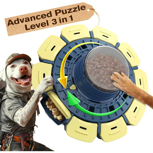 U.S. Brand Design 3 Levels of Challenge Large Size Advanced Dog Puzzle Toy PawActivated Puzzles Feeder for Smart Small Medium L