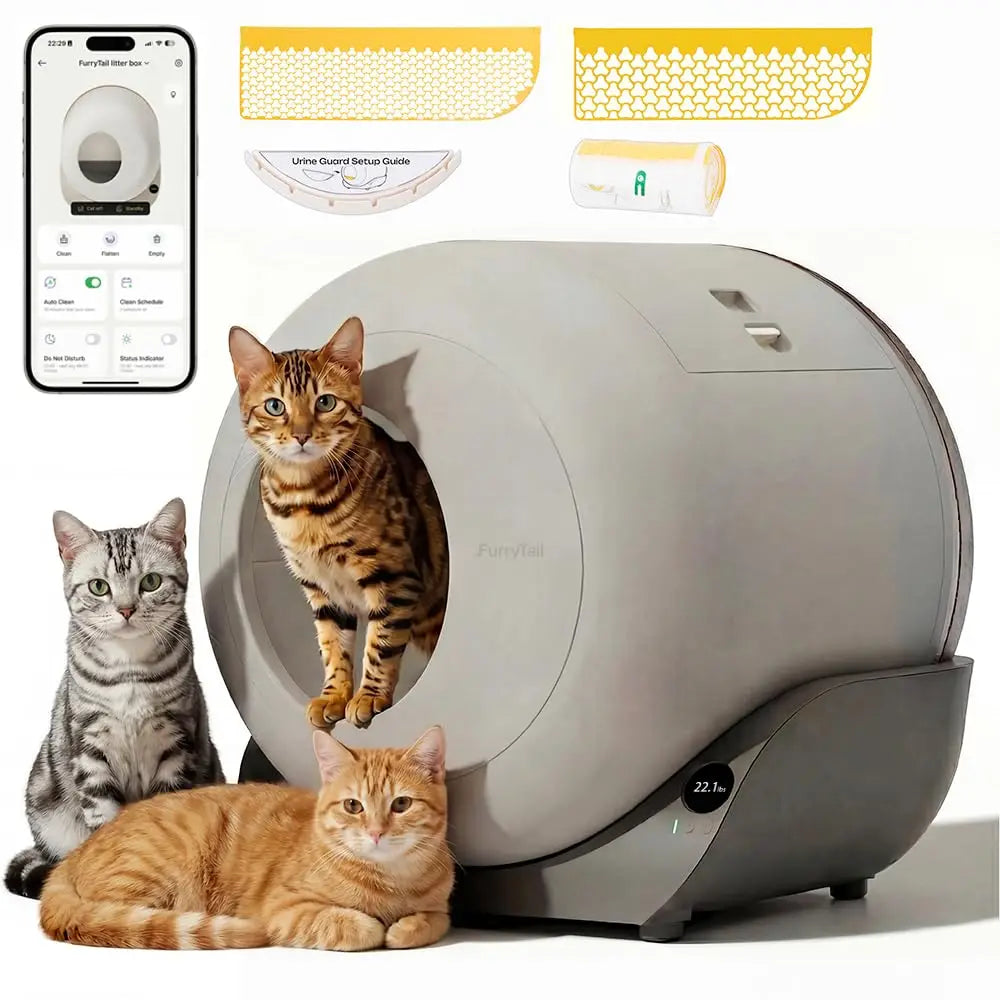 Self Cleaning Automatic Litter Box, Smart Sensors, Odor Leak Control, Large Multi Cat, App & 40 Bags, Custom