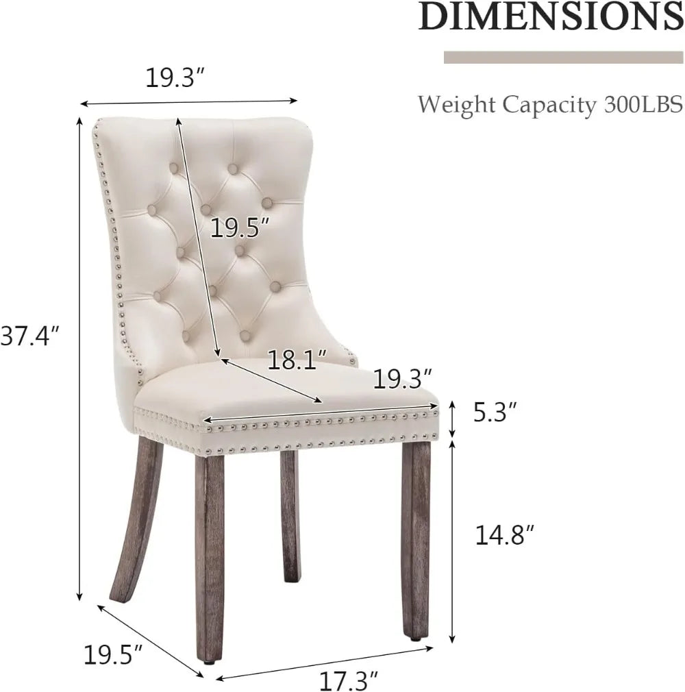 Velvet Dining Chairs Set of 6, Upholstered Dining Room Chairs with Nailhead Ring Pull Trim, Button Tufted Wing Back Chairs