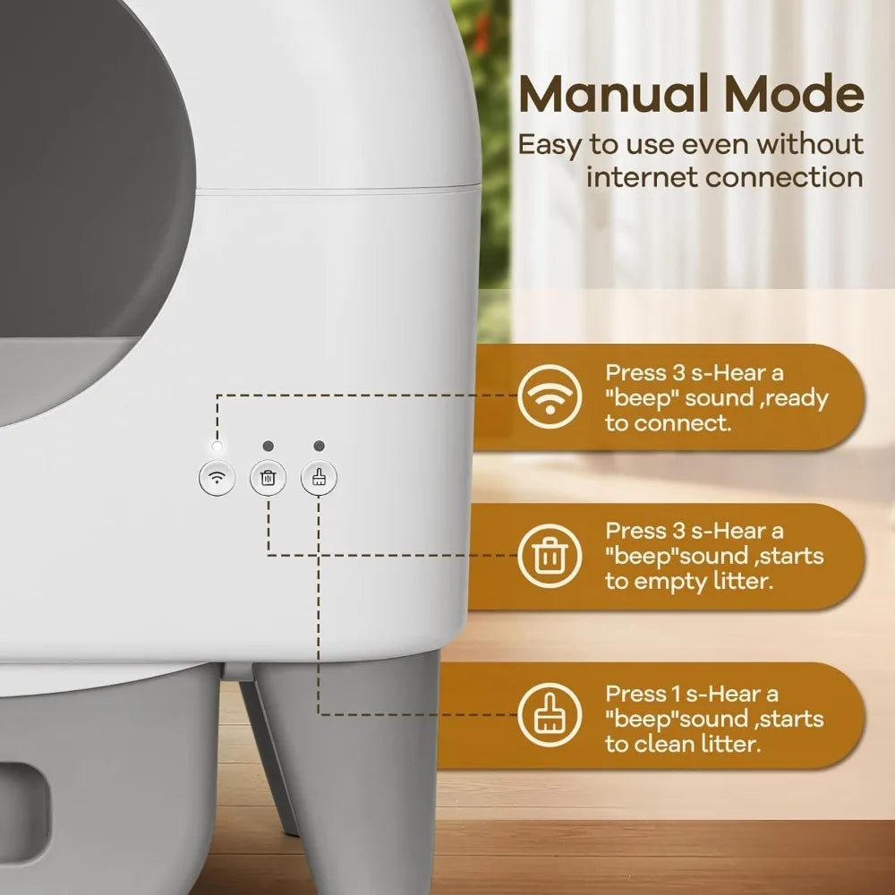 Automatic Self Cleaning Litter Box | Large Capacity for Multiple Cats | App Control with Safety Protection to Ensure Pet Safety