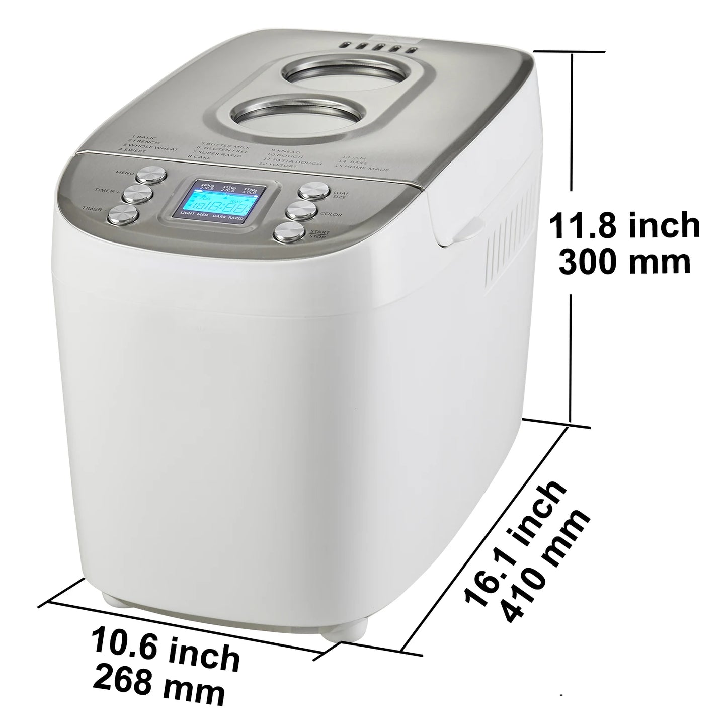 SucceBuy 3 LB Bread Maker 15-in-1 Dough Machine Nonstick Ceramic Pan Automatic Bread maker with Gluten Free Setting