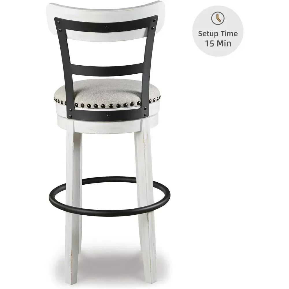 valebeck 30" modern swivel pub height barstool, whitewash