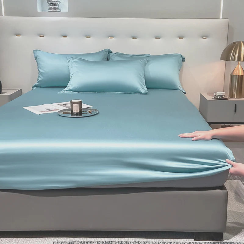 Natural Mulberry Silk Fitted Sheet  Mattress Cover Queen King Size Customized Size Luxury High-End Silk Bedding Sheets