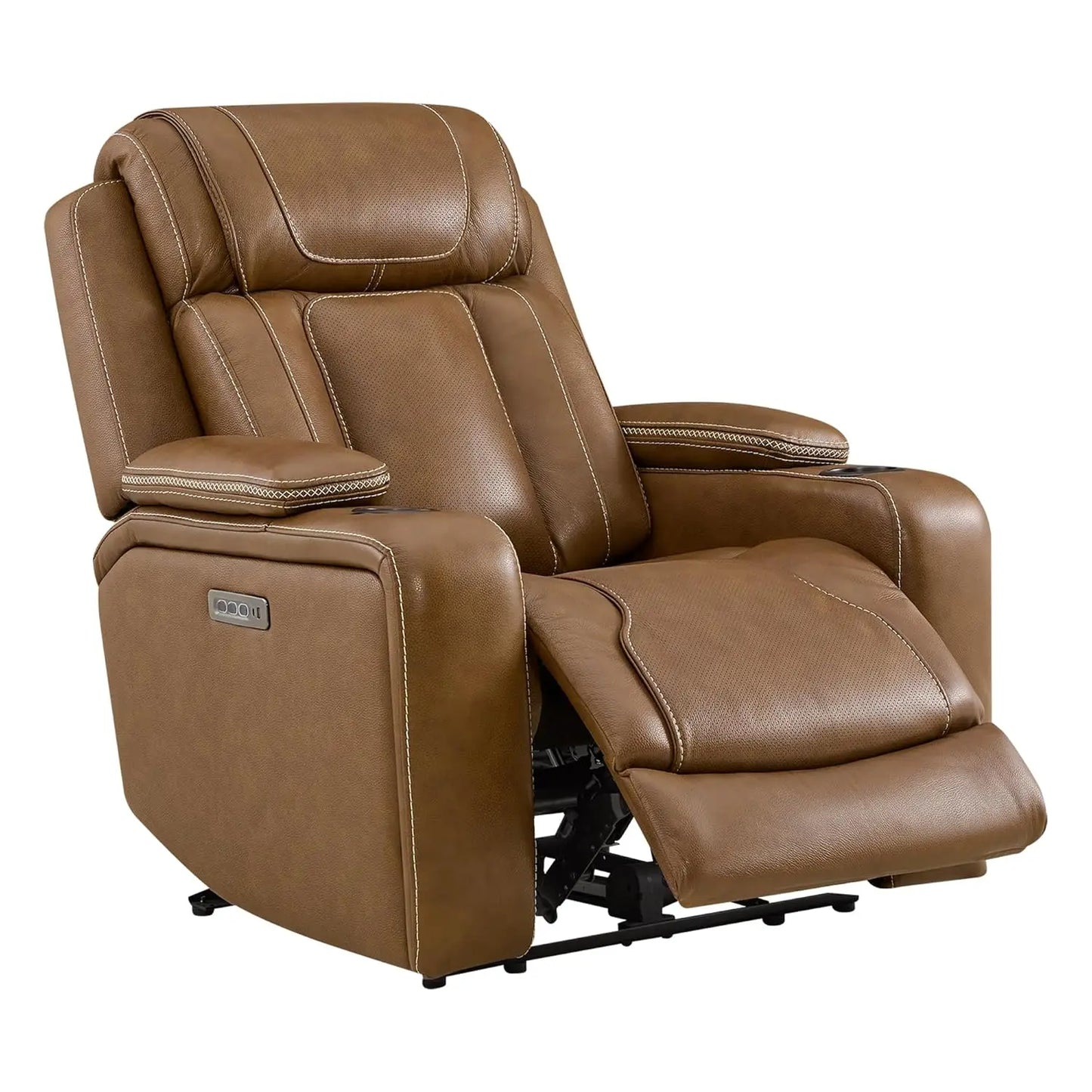 Super Zero Gravity Recliner Chair, Oversized Genuine Leather Electric Recliner W Power Adjustable Headrest & Lumbar, Customized
