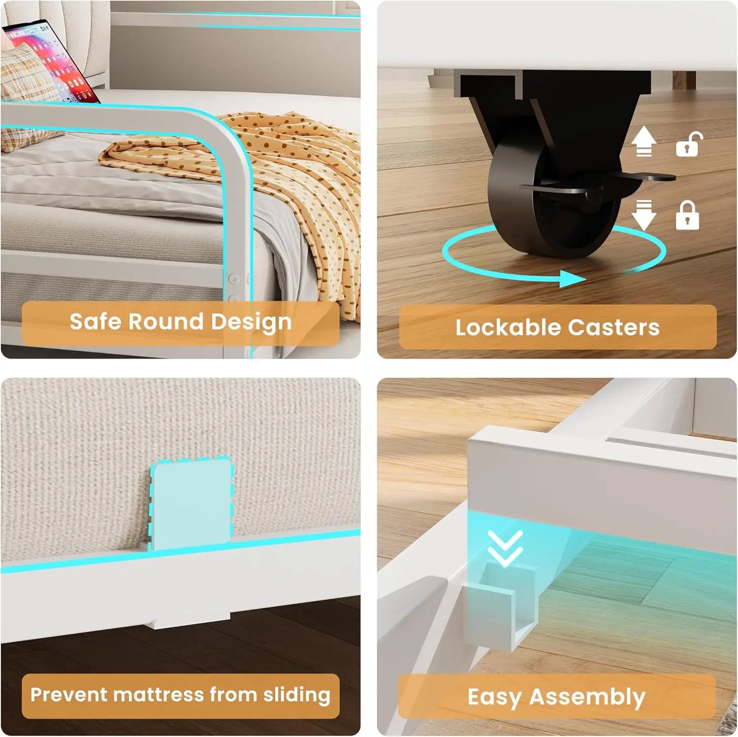 LIKIMIO Daybed with Trundle Bed, Twin Bed Frame with Upholstered Storage Headboard&Charging Station,Sofa Day Bed for Bedroom