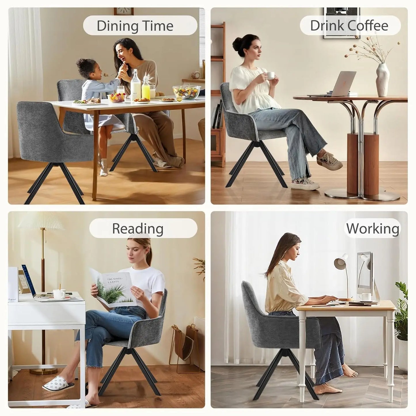 Swivel Dining Chairs Set of 2, Upholstered Dining Room Chairs with Thicken Cushion, 360°Swivel Dining Chairs with, Customized