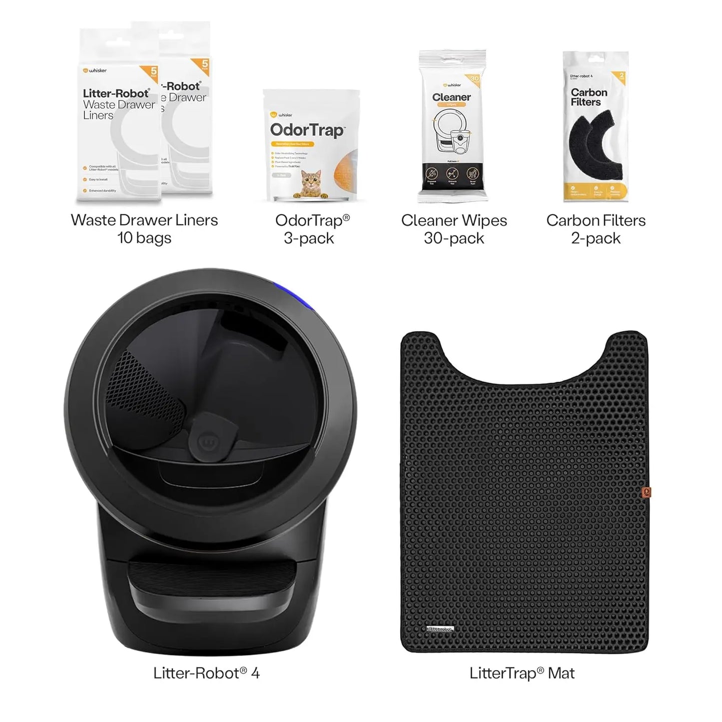 Supply & Accessory Bundle by , Black- Automatic Self-Cleaning Cat Litter Box, Includes Litter-Robot 4,Custom