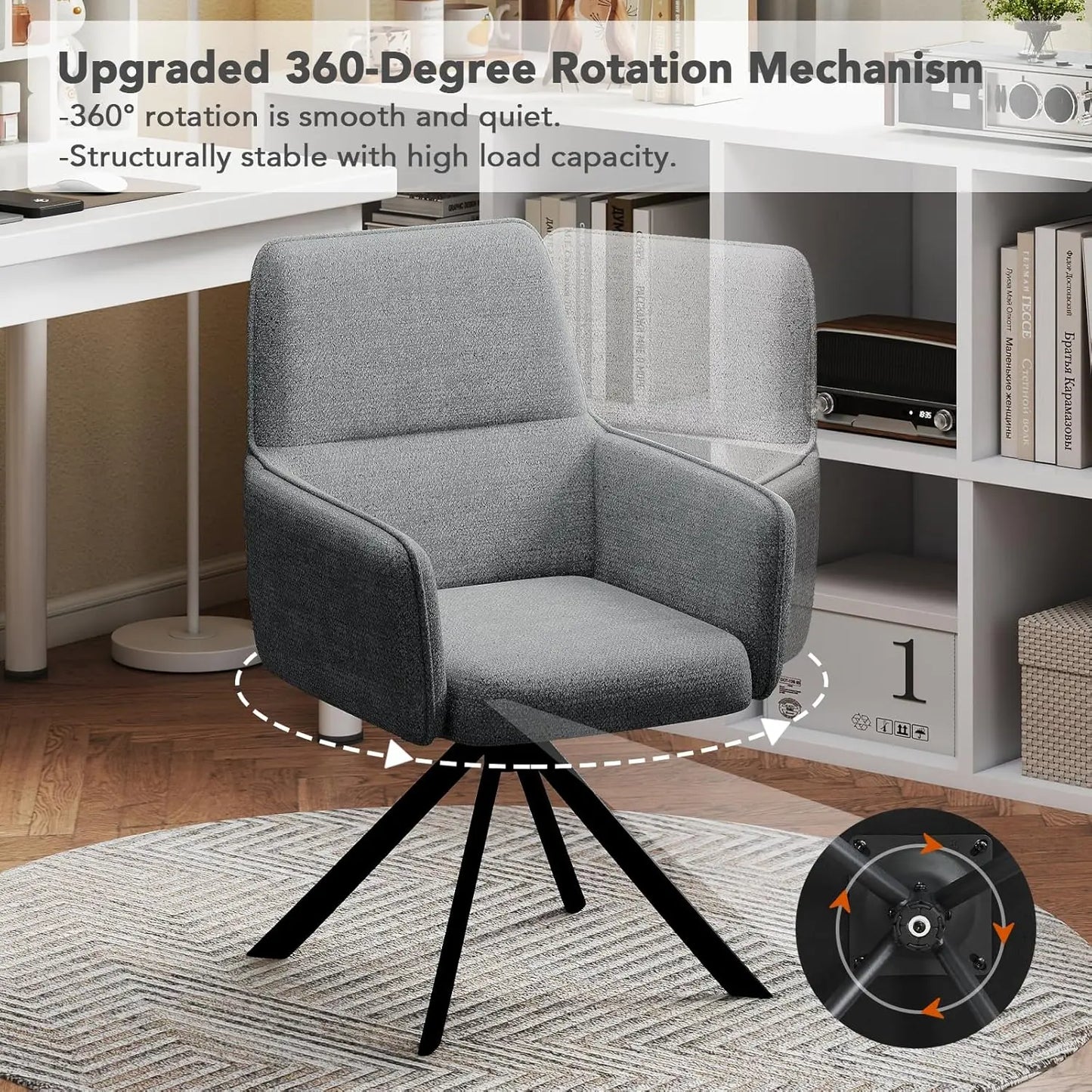 Swivel Dining Chairs Set of 2, Upholstered Dining Room Chairs with Thicken Cushion, 360°Swivel Dining Chairs with, Customized
