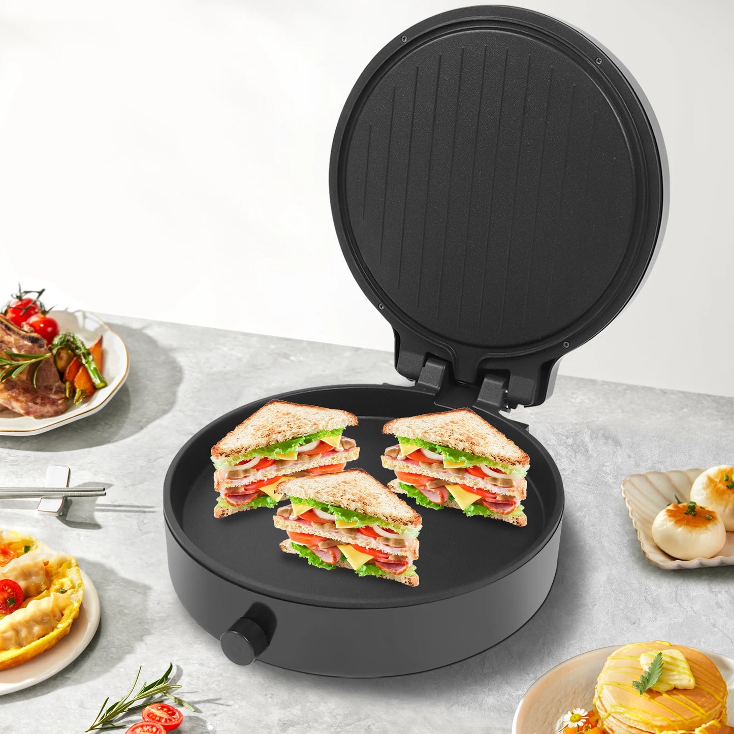 32*8cm Aluminum Alloy Pizza Maker,110V Pink/Black Electric Countertop Grill for Home Kitchens,Parties