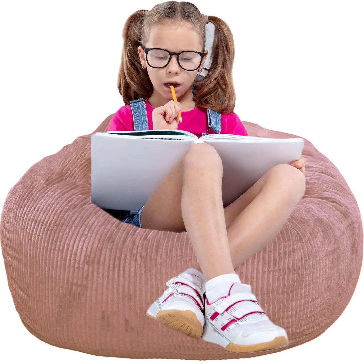 Classic Bean Bag Chair, with Faux Rabbit Fur Cover for Teens and Kids, Memory Foam Bean Bag Chairs, Ultra Soft Faux Fur Fabric,