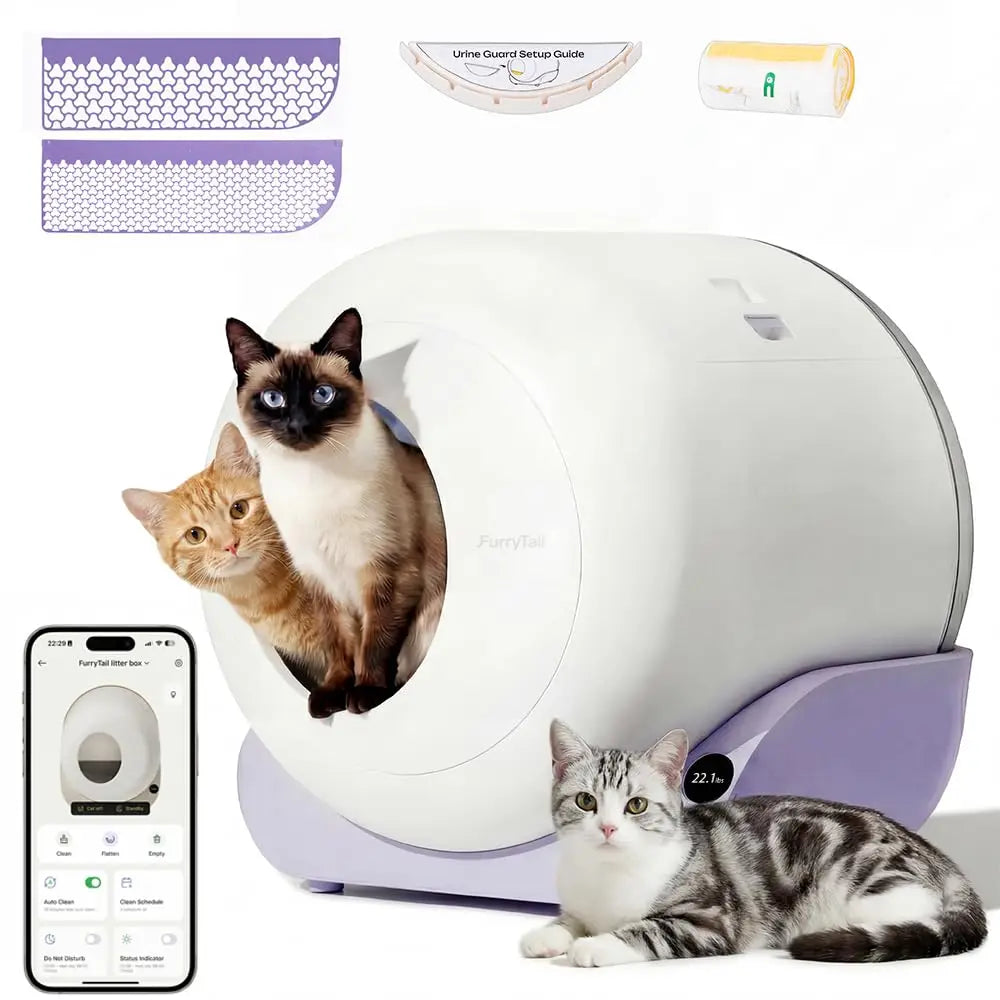 Self Cleaning Automatic Litter Box, Smart Sensors, Odor Leak Control, Large Multi Cat, App & 40 Bags, Custom