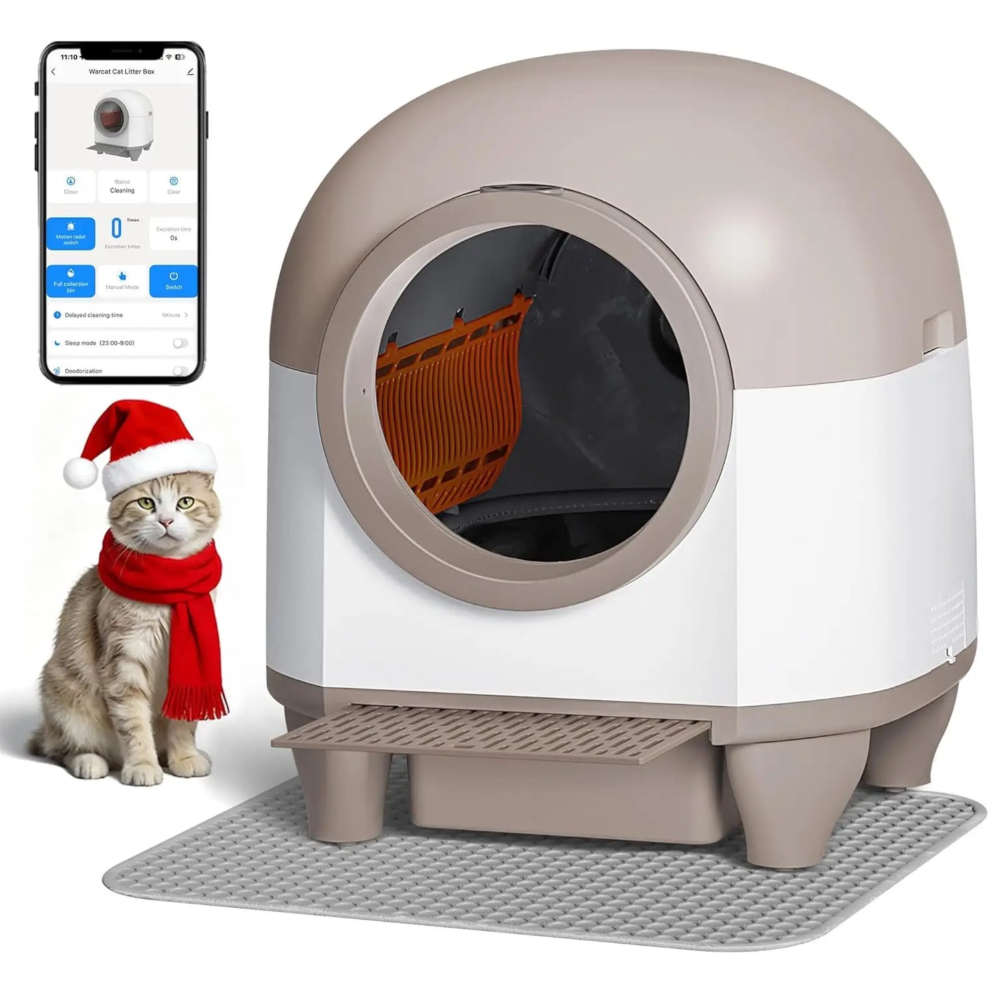 90L Large Capacity Automatic Self-Cleaning Cat Litter Box with APP Control & Safety Protection, Custom