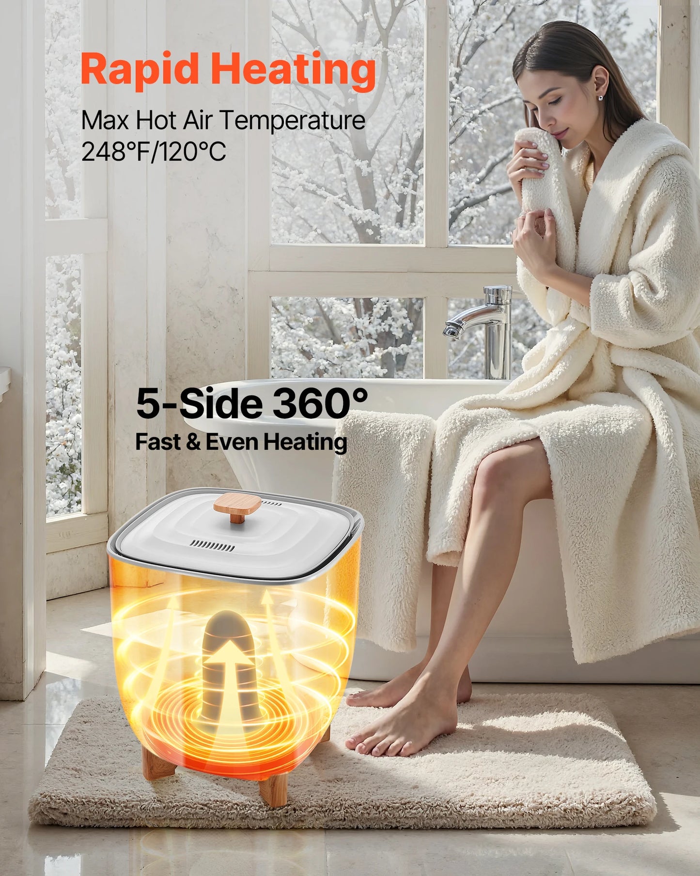 SucceBuy Towel Warmer Bucket 25L Heated Towel Warmer w/ LED Light Auto Shut off & Temperature Setting Large Blanket Warmers SPA