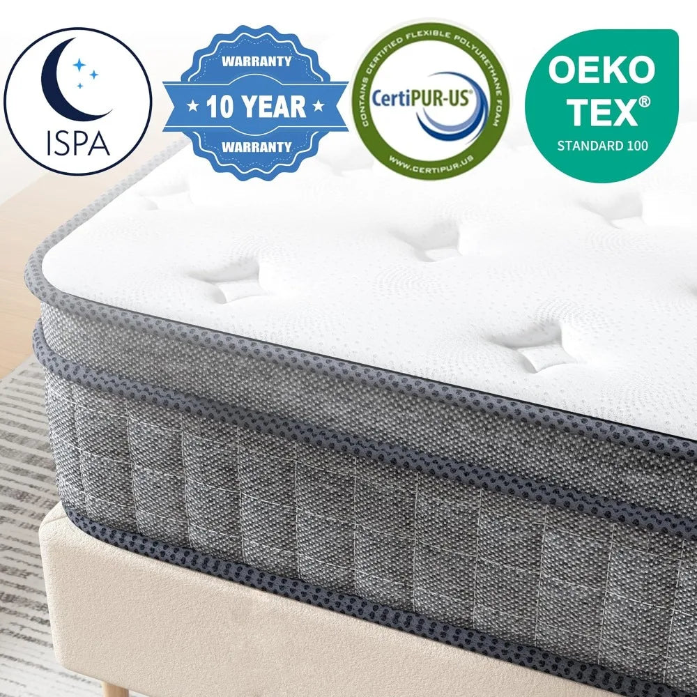 12 Inch Hybrid Mattress Medium Firm Gel Memory Foam Pocket Coils Springs Customized Mattress in a Box