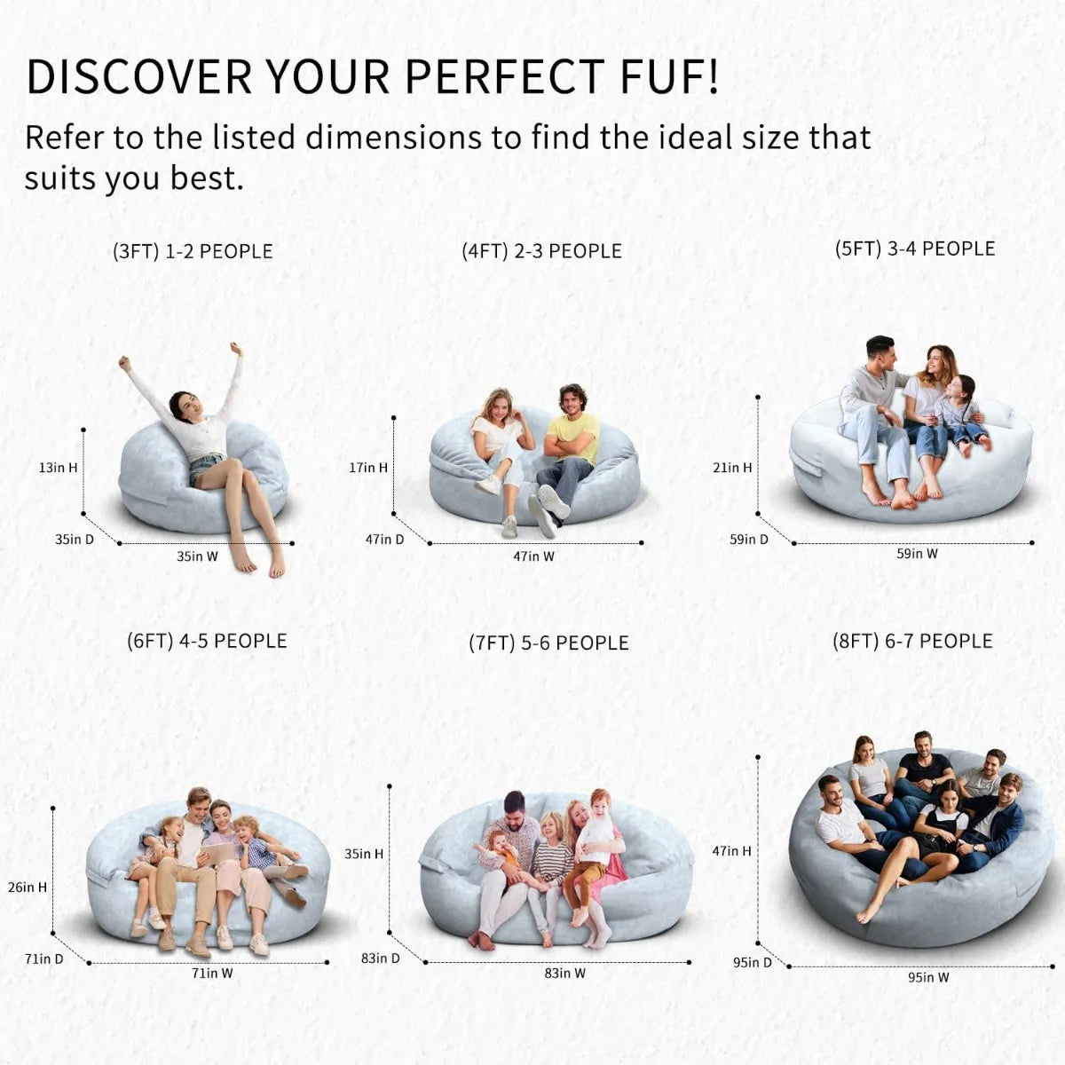 Bean Bag Chair for Adults 6FT,Soft Removable Cover for Teens/Girls Bedroom,Fluffy Giant Round Floor Beanbag Lounger Chairs (No F