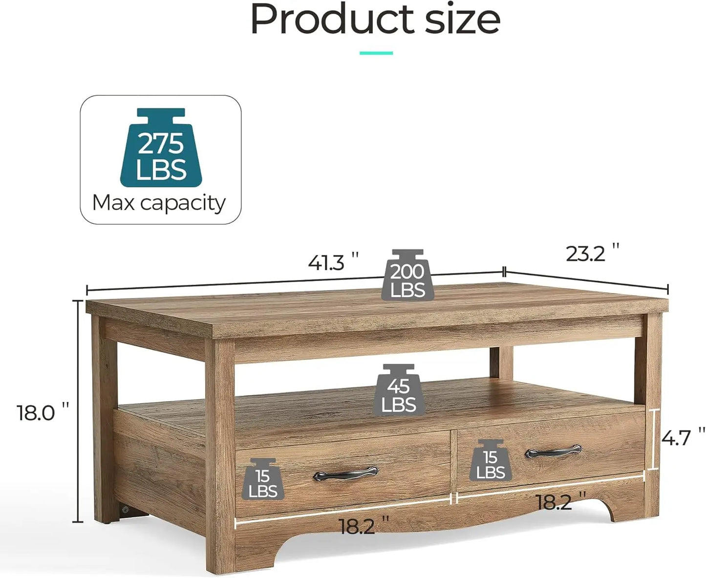 Living Room Table Sets 4 Piece with TV Stand, Farmhouse TV Stand for 65 Inch TV,  Two End Table with Charging Station, Brown
