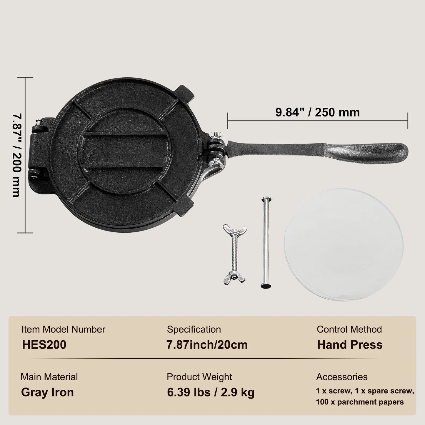 SucceBuy Tortilla PressCast Iron Heavy Duty Tortilladora Press Dough Maker for Flour Tortilla